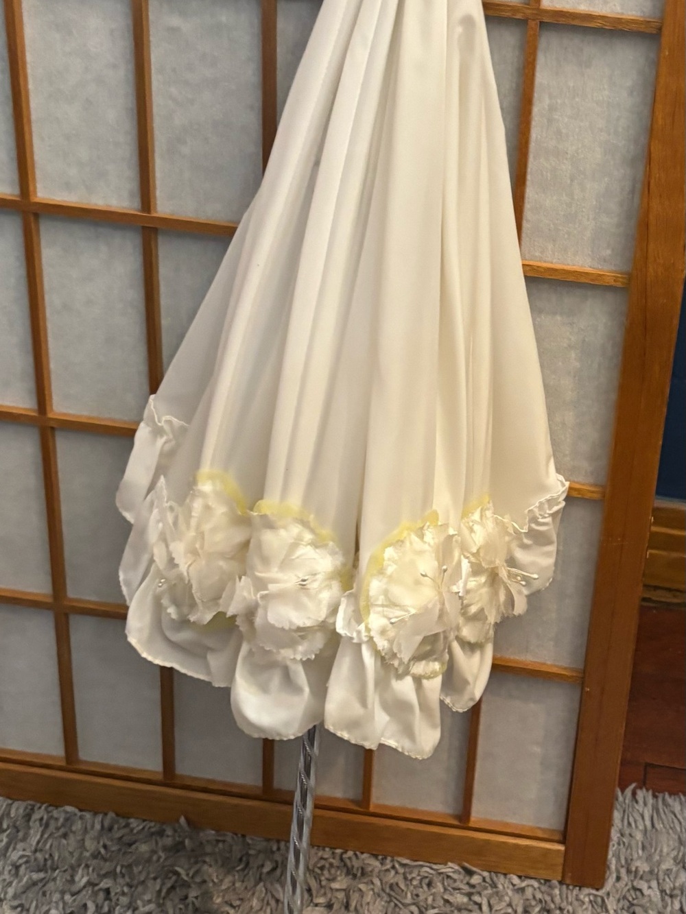 Vintage Bridal Parasol White Umbrella for Classic Convertible Car - As Is